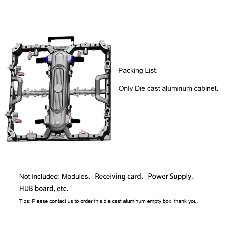 Indoor Die cast aluminum cabinet 500*500mm hard connection rental empty cabinet for P1.6 P2.6 P2.9 P3.9 P4.8 LED display screen