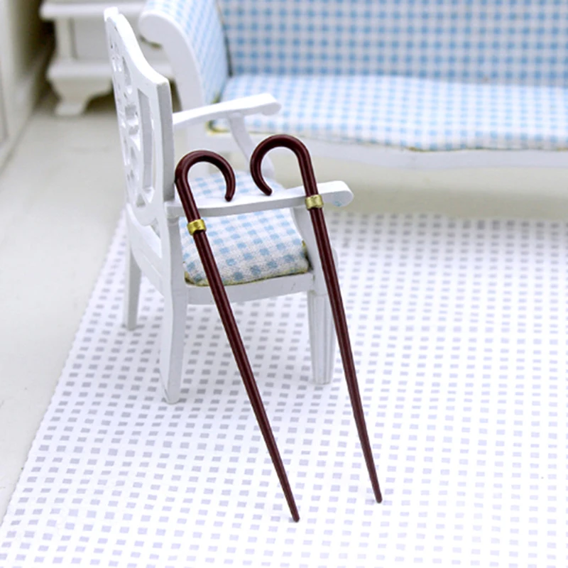 1/12 Dollhouse Miniature Vintage Gentleman Walking Stick Crutch Accessories Toy