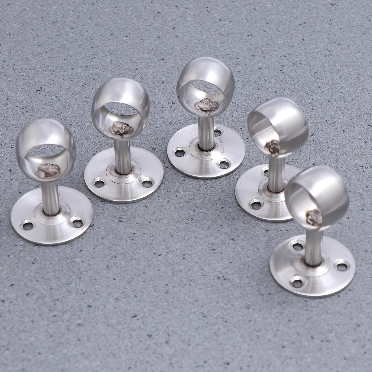 

5pcs Stainless Steel Closet Pole Socket 22Mm Round Rustproof Heavy Duty Anti-Sag Support Bracket For Closet Curtain 24Mm
