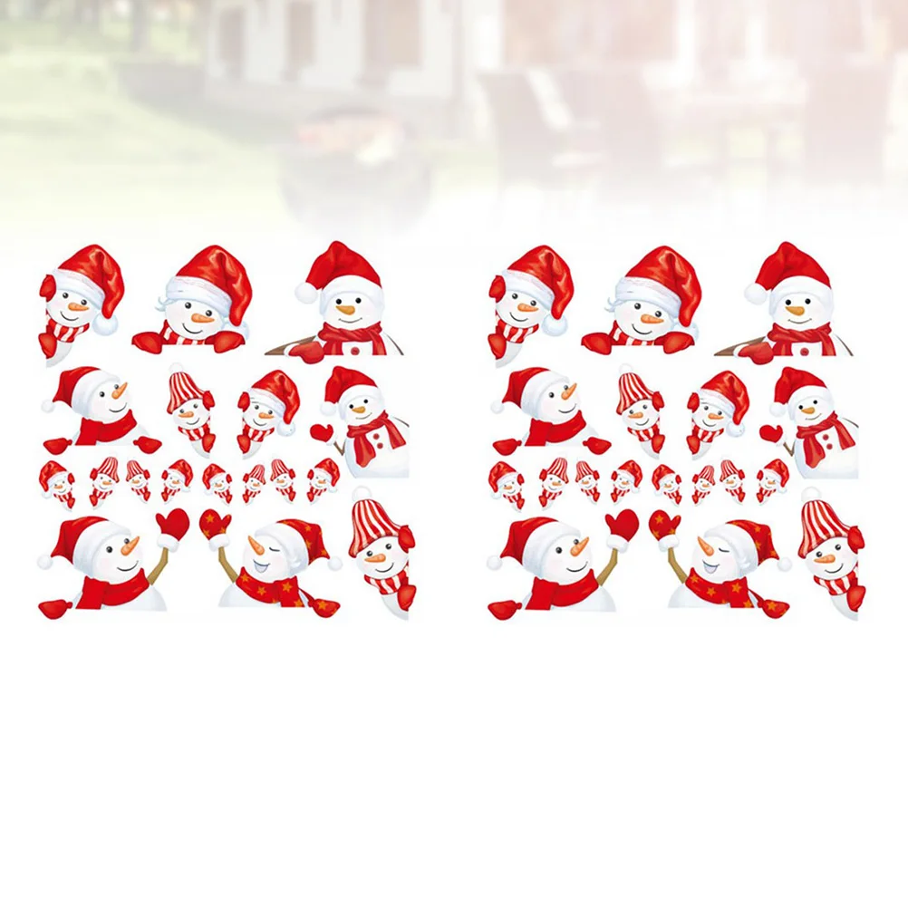 

2 Sheets Snowman Scene Post Christmas Wall Sticker Removable Stickers Decals Pvc