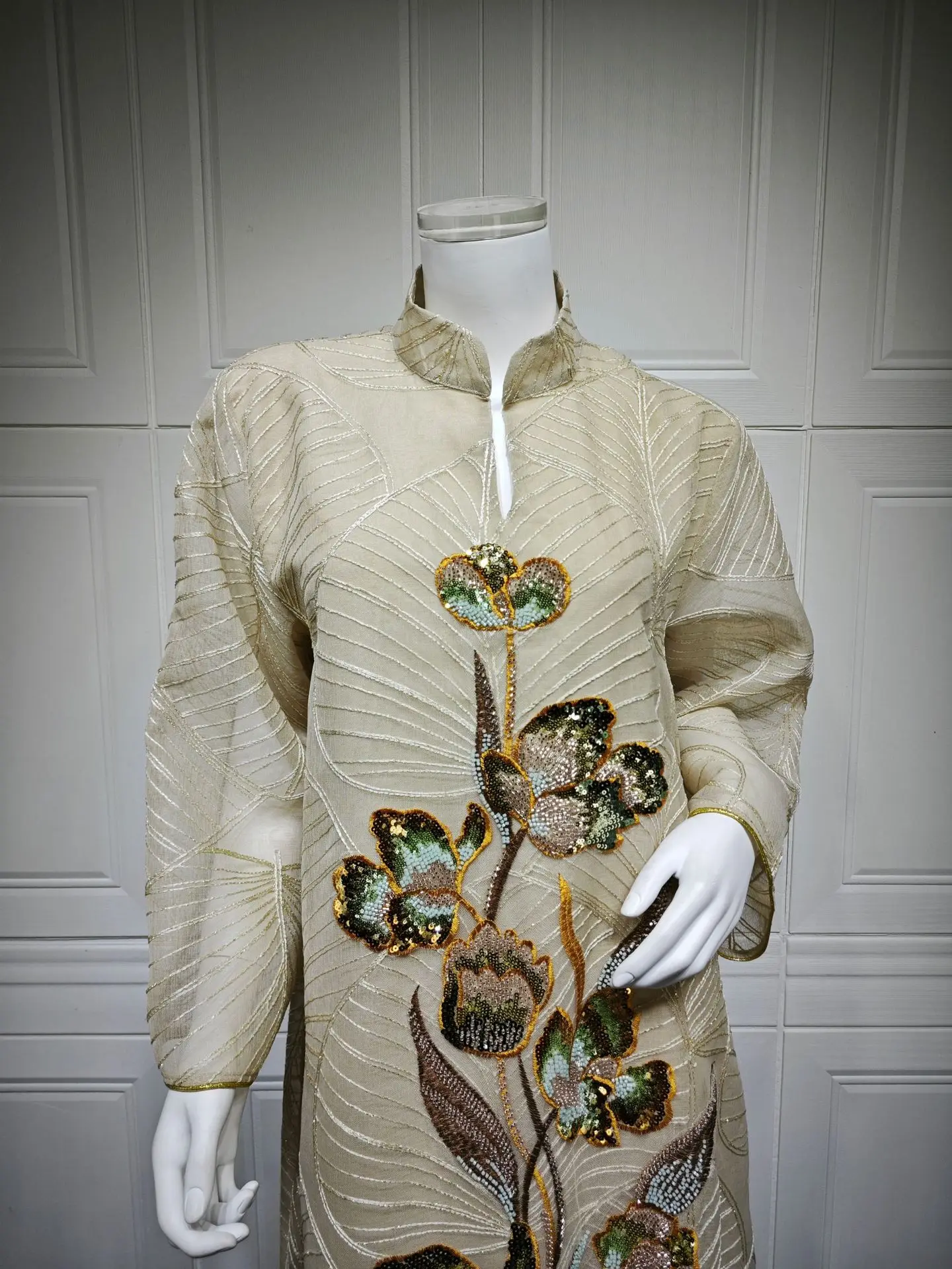 2025 nova malha lantejoulas bordado muçulmano abaya vestido longo islâmico modesto eid vestido de festa para mulher oriente médio