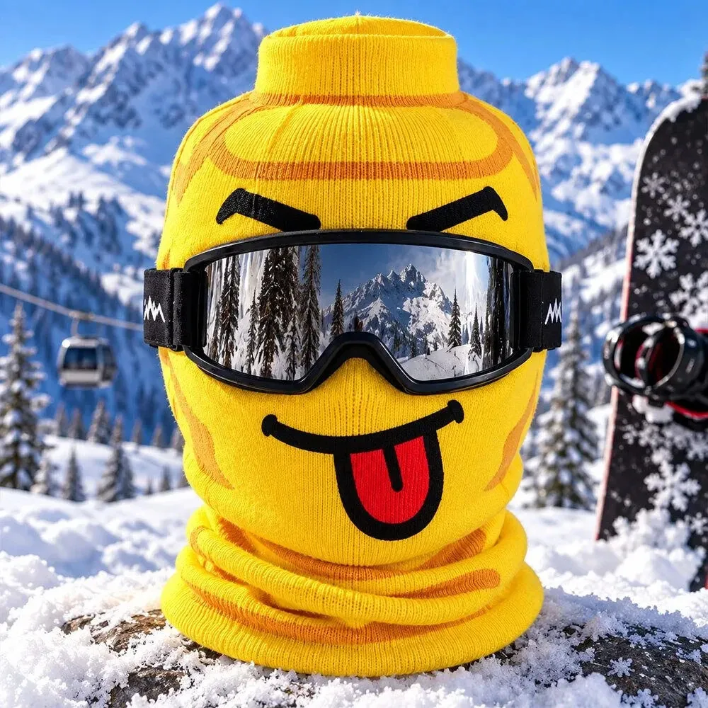 Yellow Tongue Face Ski Mask Funny Winter Warm Full Face Cover