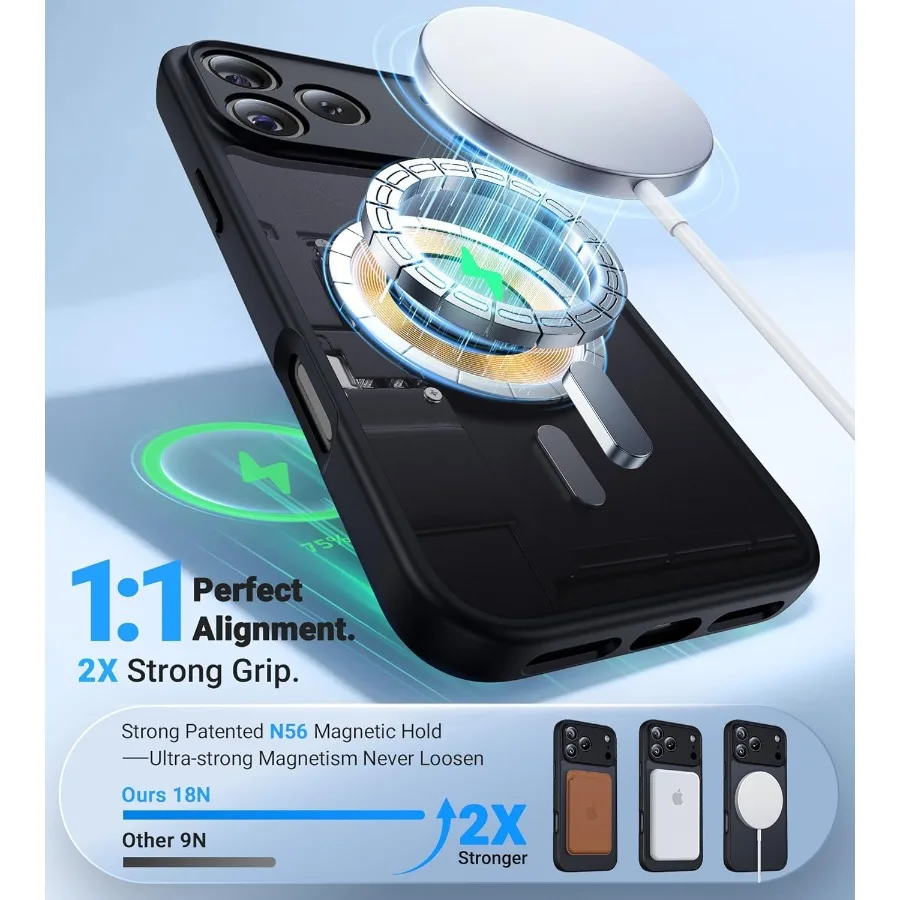 حافظة حماية مغناطيسية كاملة للكاميرا لهاتف iPhone 17 Pro Max 6.9 مع توافق MagSafe عسكري مقاوم للصدمات ومضاد للانزلاق M