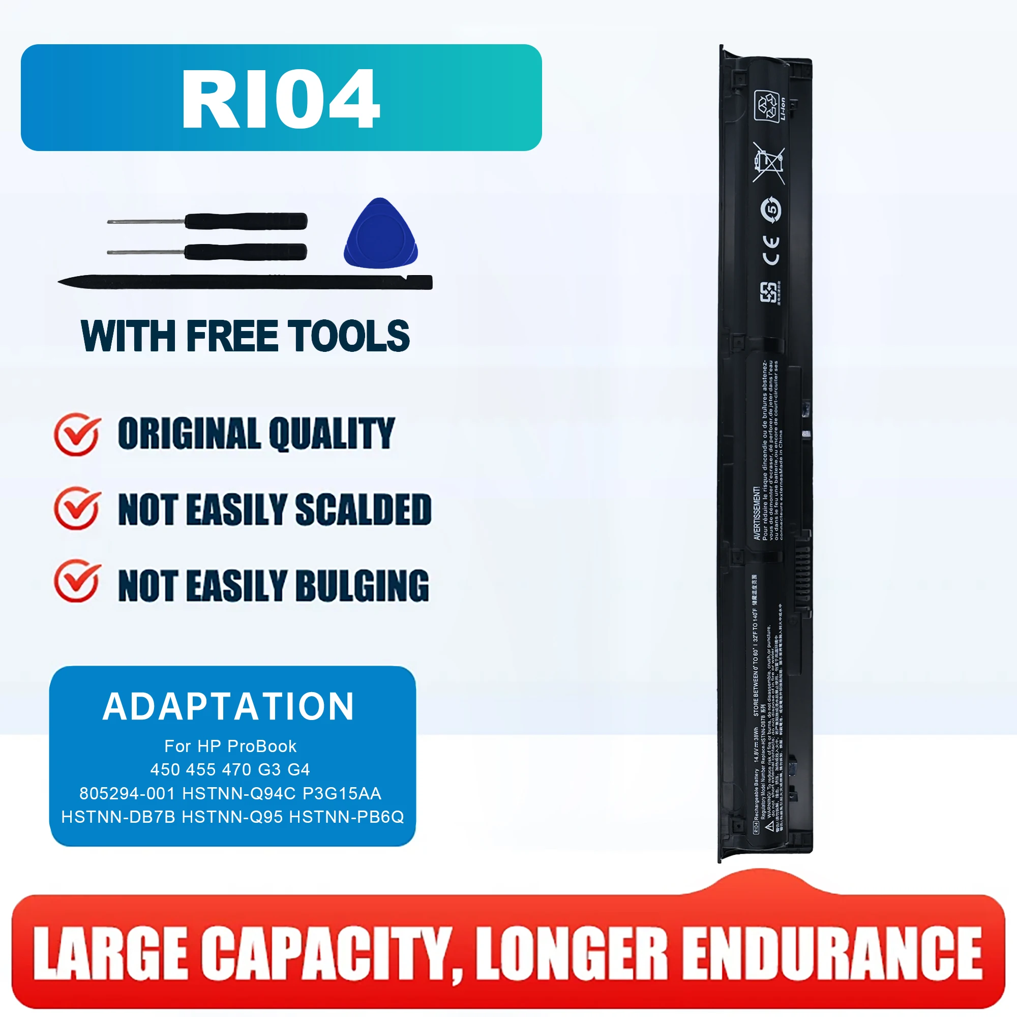 

Аккумулятор для ноутбука RI04 14.8V для HP ProBook 450 455 470 G3 G4 HSTNN-Q94C HSTNN-PB6Q HSTNN-DB7B RI06XL 805047-851 805294-001