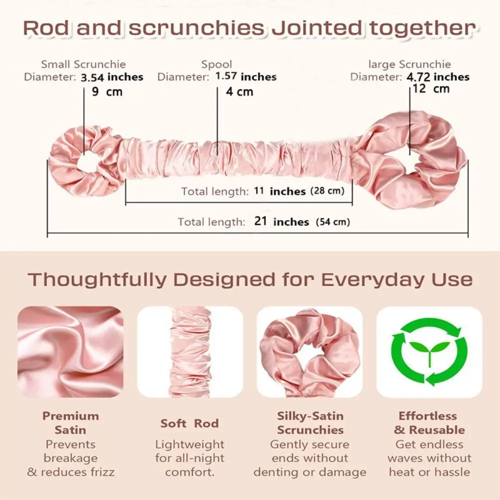 Large Medium Heatless Hair Roller Silk Hair Jumbo Crease-Free Satin Curling Scrunchie Convenient Hair Styling Tool view 5