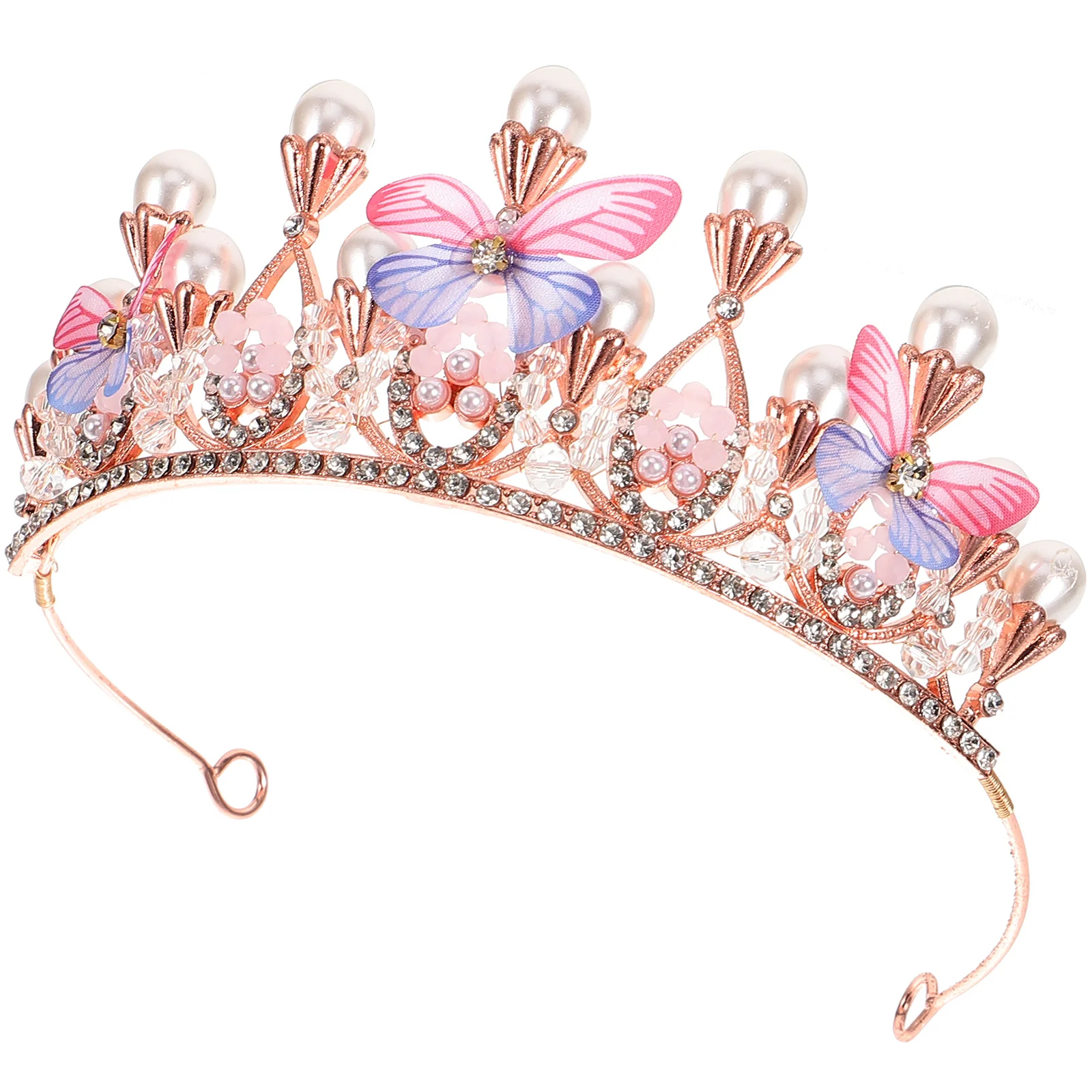 

Butterfly Crown Headband Kids Hair Accessories Crystal Glitter Imitation Pearls Girls Headbands Hairpieces Children Party