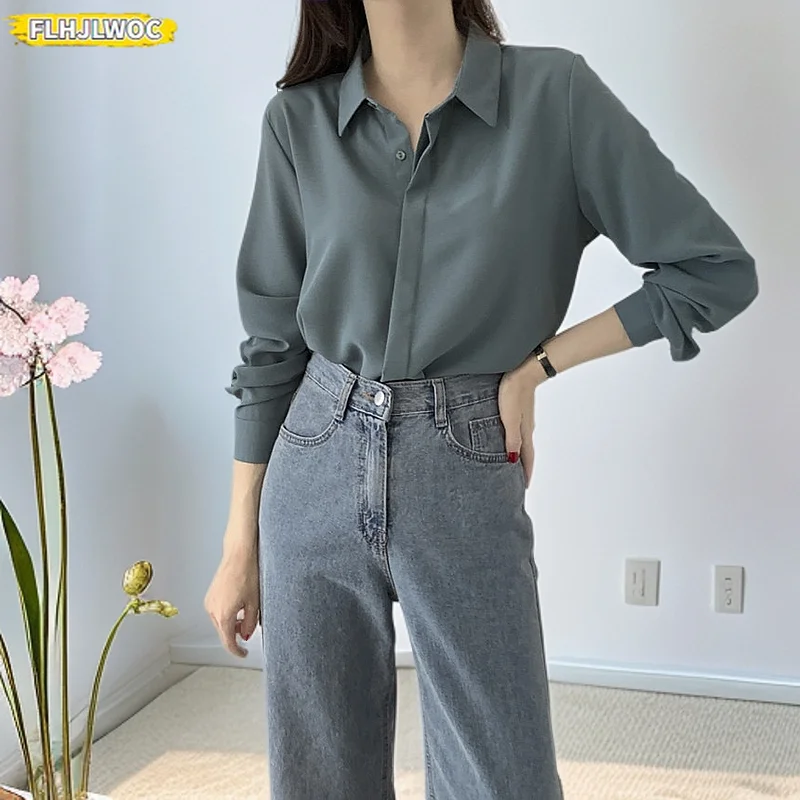 

2025 Spring Autumn Basic Office Lady Work Wear Blouse Women Long Sleeve Single Breasted Button Solid Pink Cute Tops White Shirts