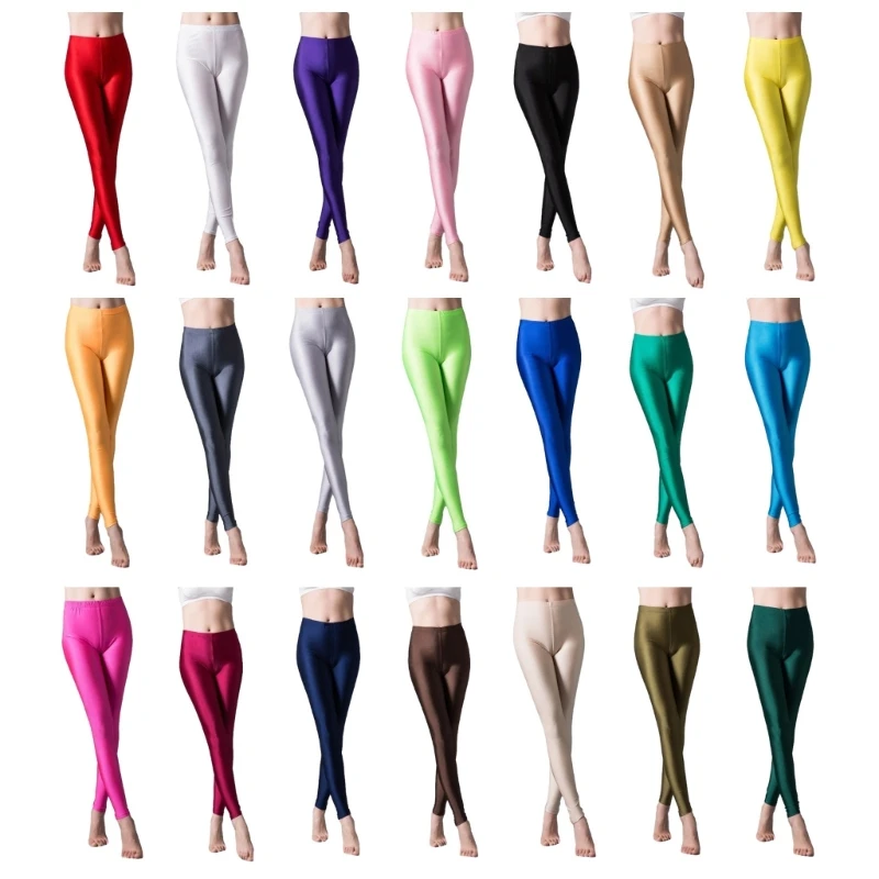 

Women's Stretched High Waist Yoga Pants Glossy Sports Tights Workout Leggings