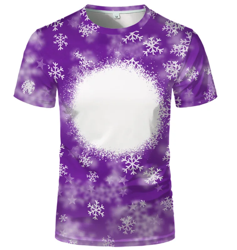 Casual Tshirt Home Tee Shirt Tie Die Starry Sky&Slowflake Print Sublimation Blanks T-shirts 100% Polyester Female Tee T-Shirt