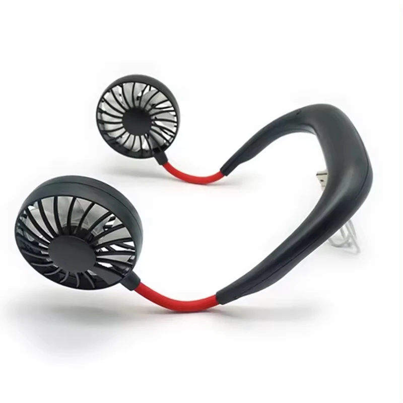 Вентилятор с шейным ремешком громкой связи, подвесной USB-перезаряжаемый двойной вентилятор, мини-воздушный охладитель, летний портативный