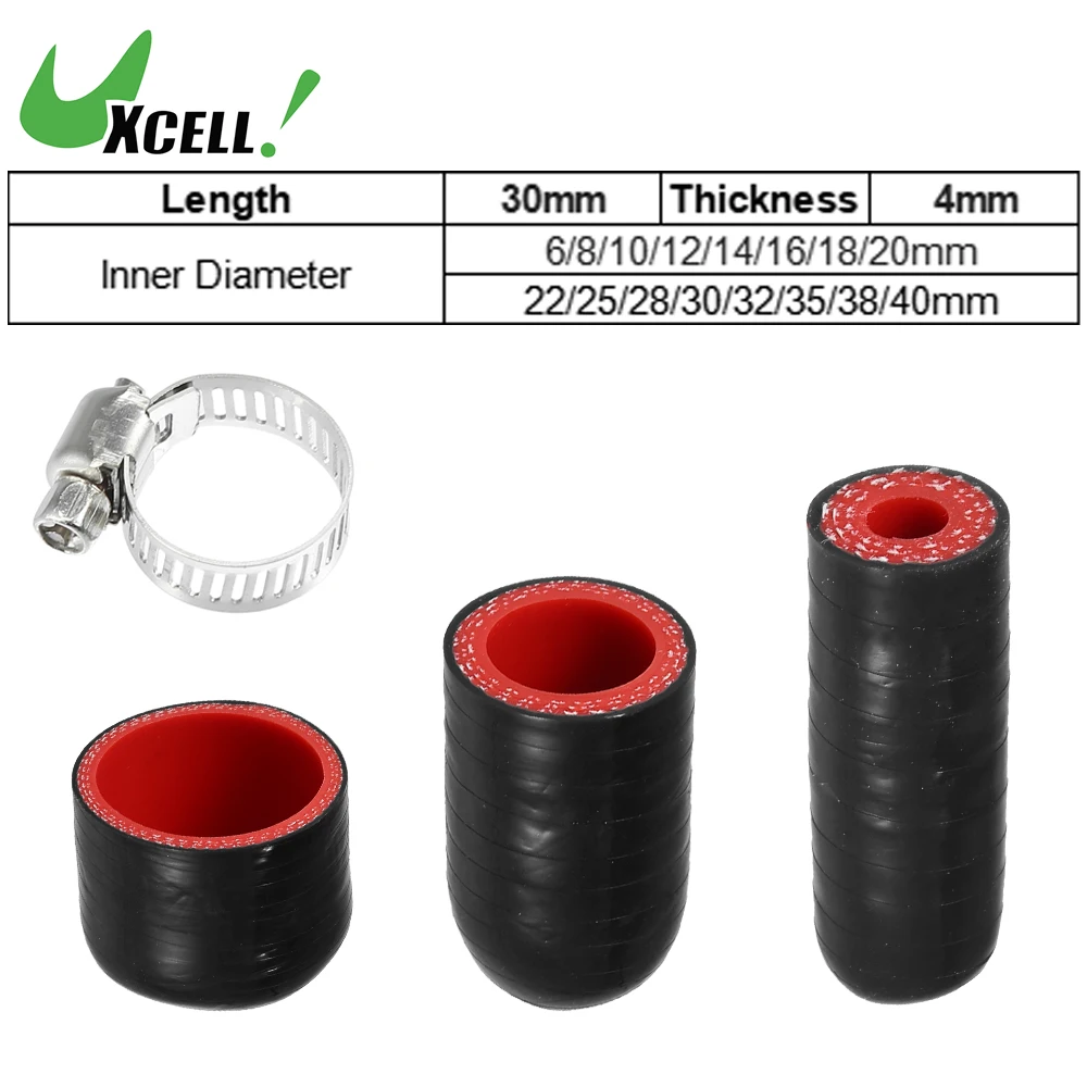 

UXCELL 6mm-40mm ID Car Silicone Rubber Hose End Cap with Clamps Silicone Reinforced Blanking Cap for Bypass Tube Universal