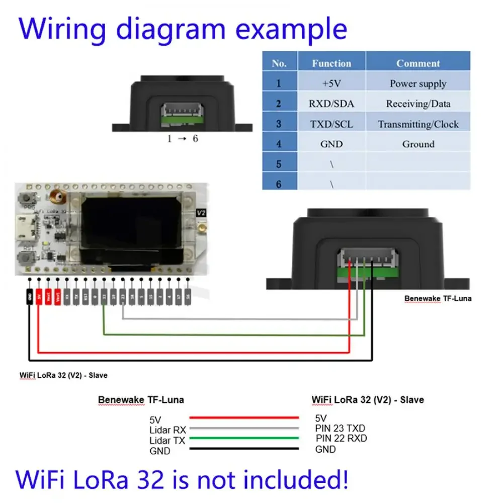 TF-Luna Lidar Ranging Sensor Module Range Finder Sensor Single-Point Micro Ranging Module for Arduino Pixhawk 5V UART IIC