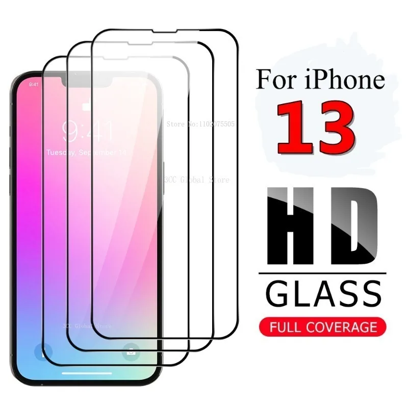 3Pcs Tempered Glass For iPhone 13 12 Pro 11 Pro Max XR XS Max 7 8 Plus Sceen Protector For iPhone 14 15 Pro Max Plus Glass