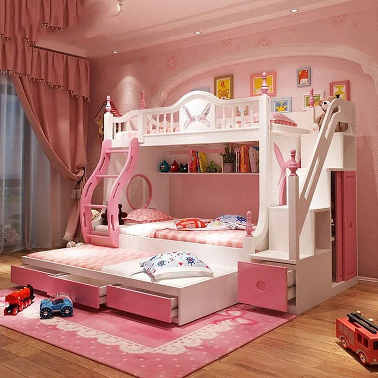 여아용 보관함 포함 어린이 벙커침대, 나무 벙커침대, 슬라이드 벙커침대 포함