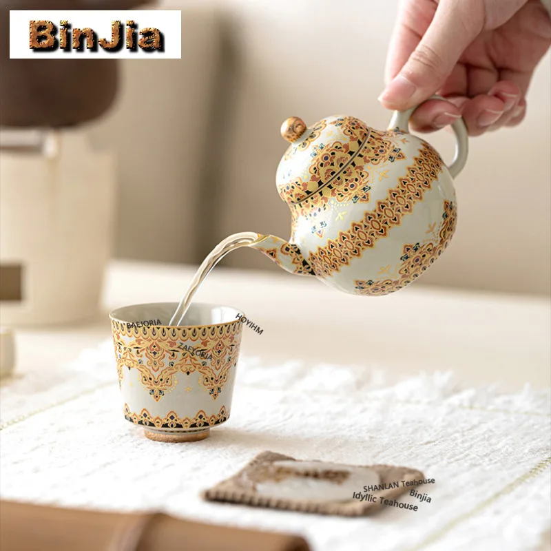 150ml Plant Ash Dunhuang Teapot Retro Tea Infuser Pot Tea Maker Kettle With Ball Hole Oolong Tea For Tea Collection Ornaments