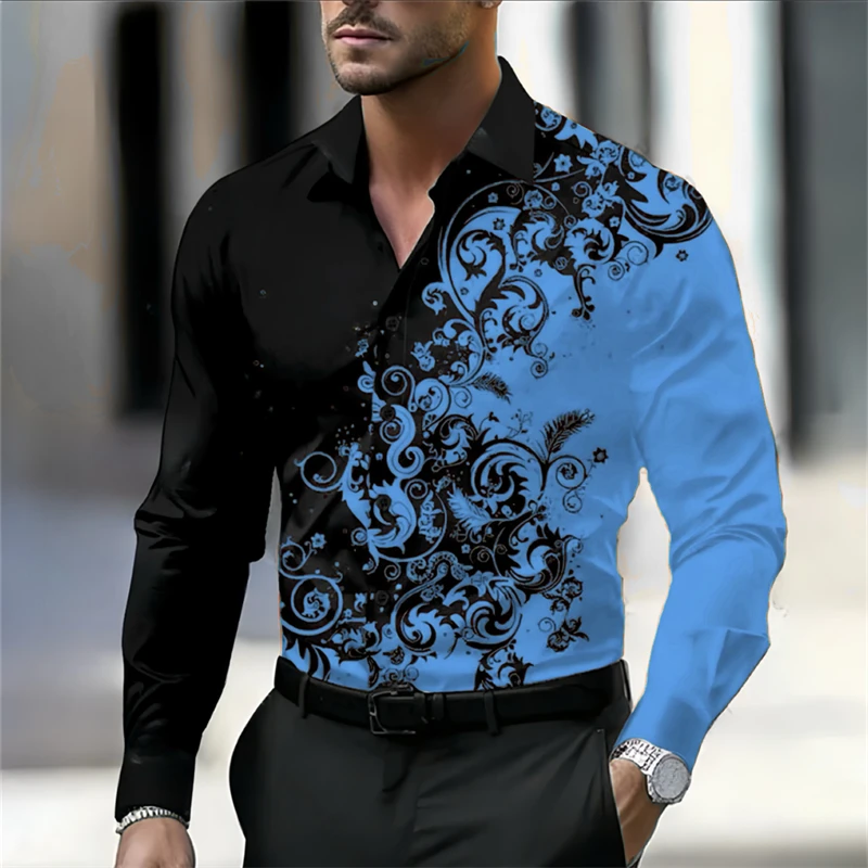 12 color men\'s shirt long-sleeved shirt 3D printing high-definition pattern shirt daily casual shopping clothing XS-6XL size