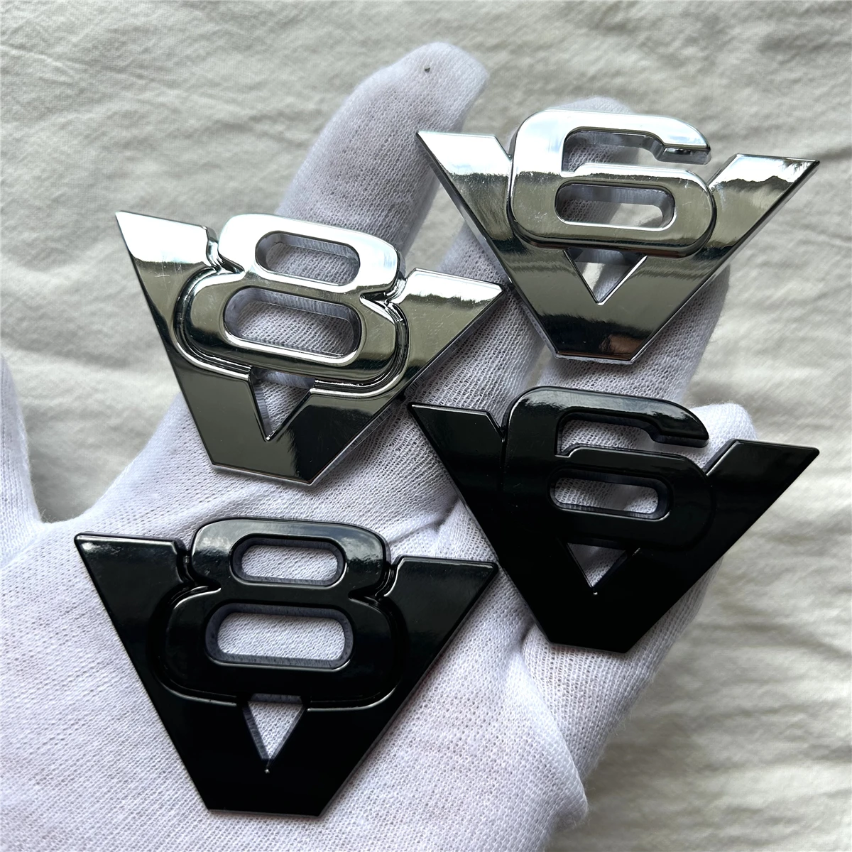 3D 메탈 자동차 스타일링 V6 V8 배기량 로고 펜더 트렁크 리어 데칼 엠블럼 배지 스티커