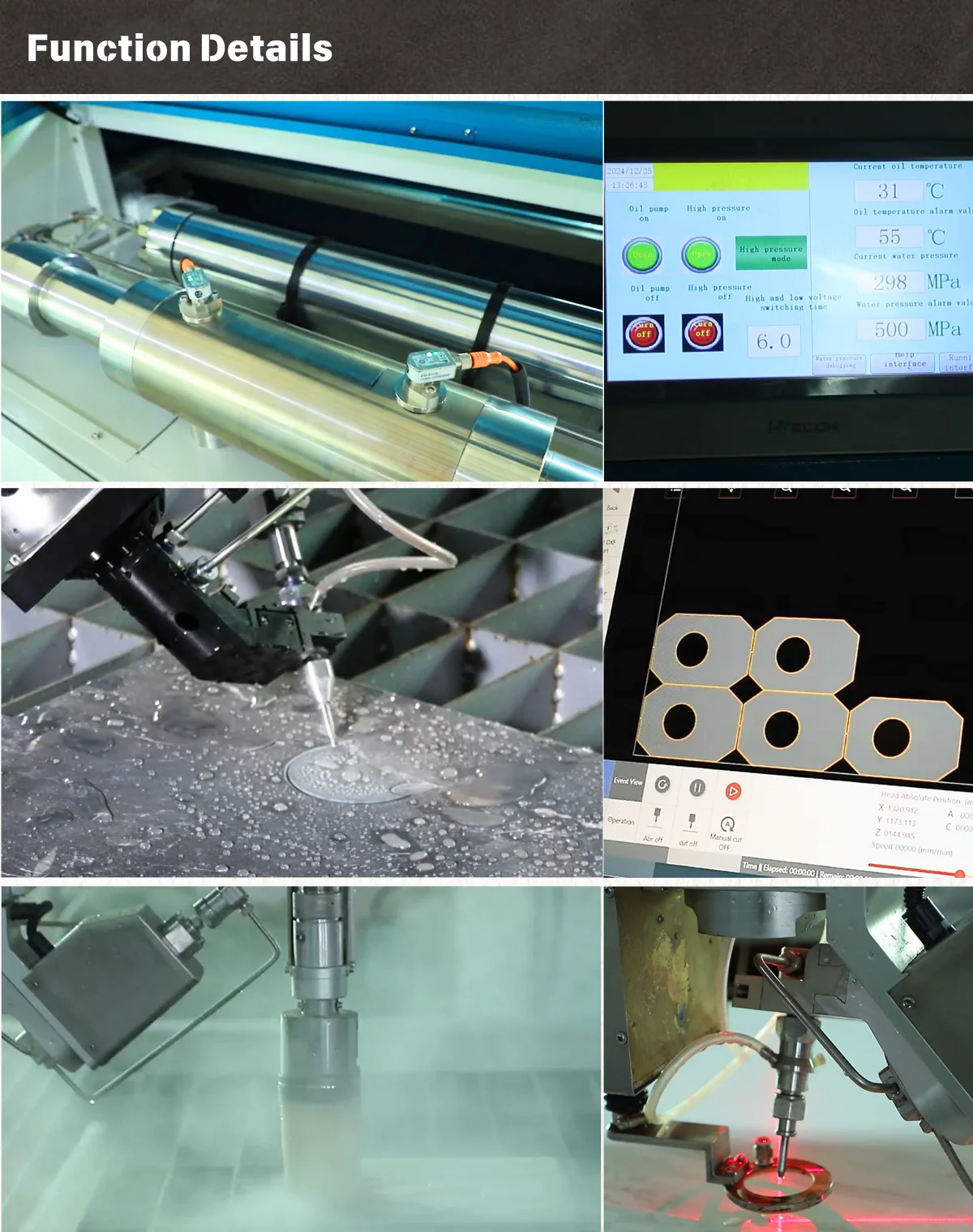 Mini Small Size Double Heads 5-Axis Waterjet Cutting Machine for Stone Metal Glass with Motor and Pump view 5