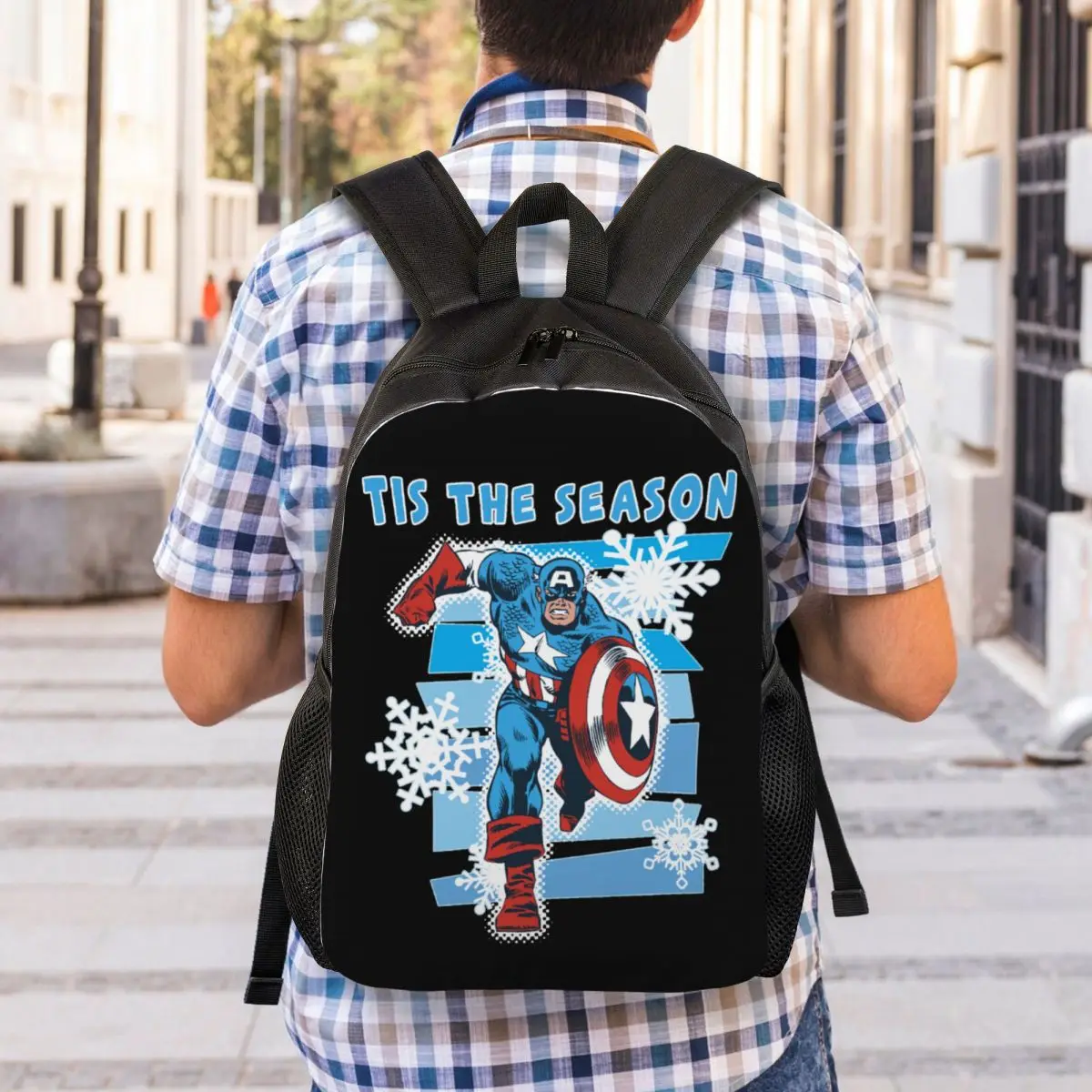 Custom Captain America Holiday Laptop Backpack Men Women Basic Bookbag for College School Student Bags