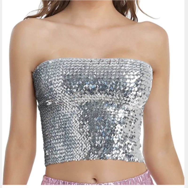 European and American sequined tops DS performance clothes, stage clothes, nightclub flash sequins inside performance clothes,