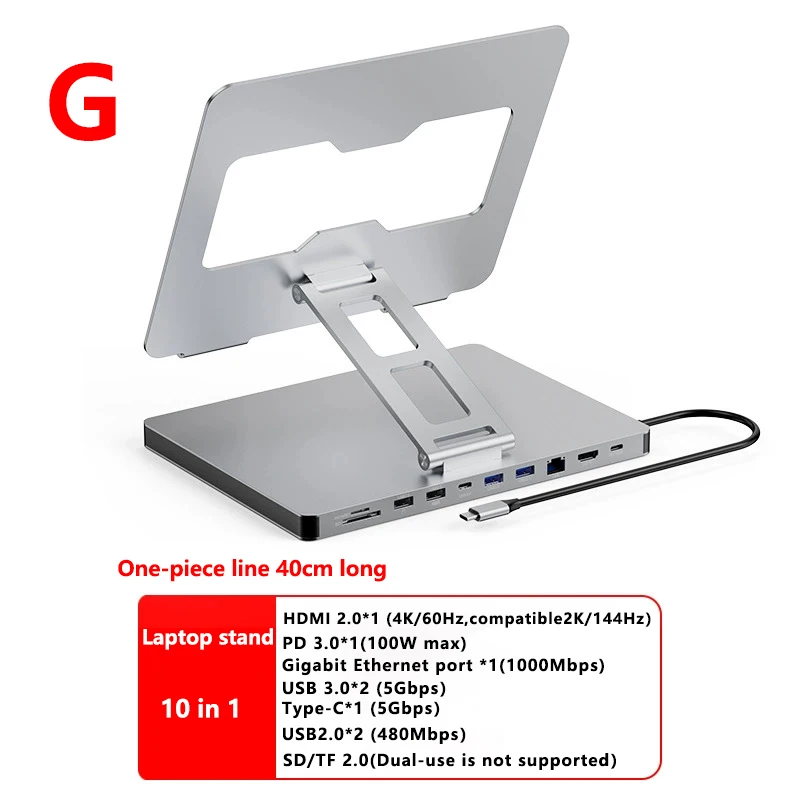 Aluminum Alloy Type C Docking Station Docking Station Laptop Stand HDMI-Compatible Multiple Ports Hub PD USB3.0 Gigabit Ethernet