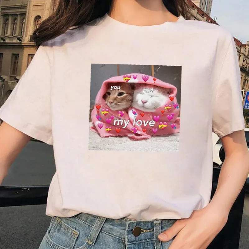 Humorous Colorful Cat Series A Short Sleeve T-shirt Graphic T Shirts  Y2k Aesthetic  Clothing Women  Shirts  Oversized T Shirt