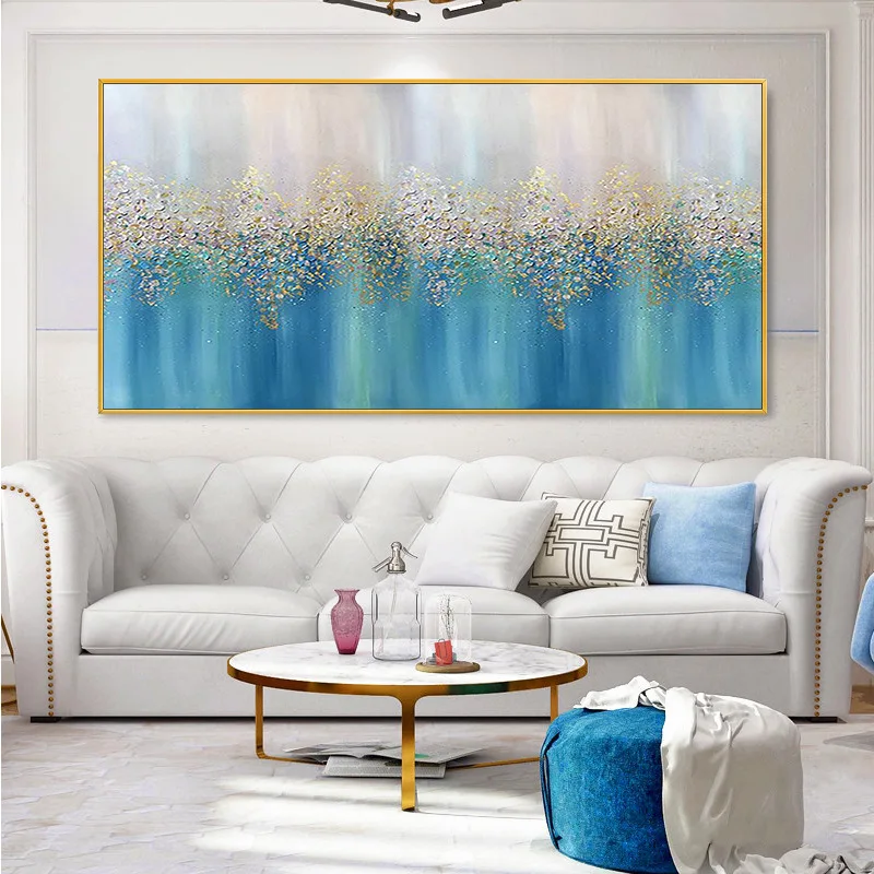 

Abstract Hand-painted Oil Painting Fortune Tree Home Decorative Paintings 100% Handmade Gold Foil Decor Wall Art For Living Room