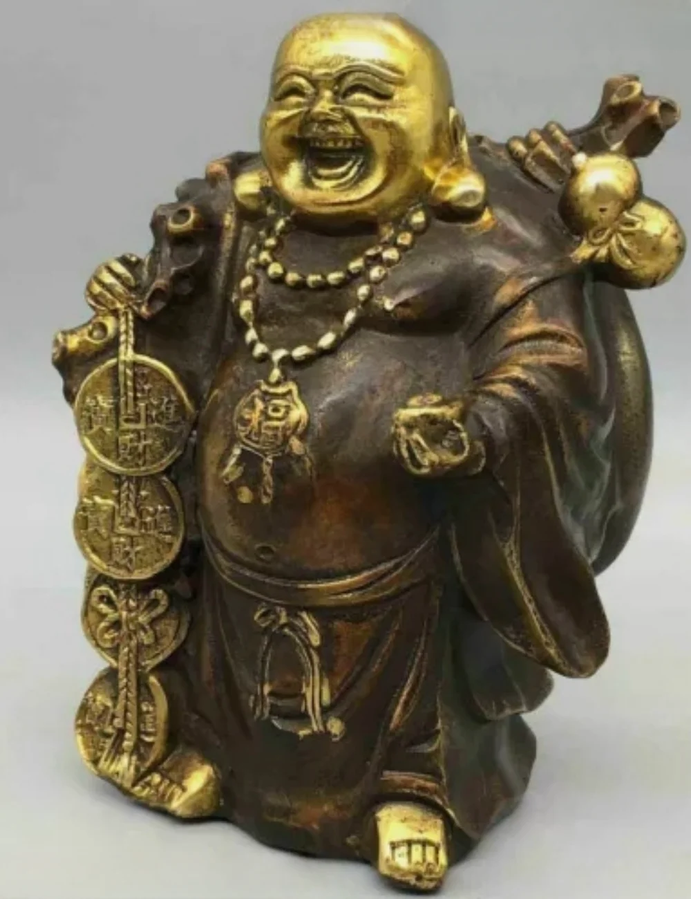 

Folk China Chinese Tibet Buddhism Temple Bronze Gilt Maitreya Buddha Statue