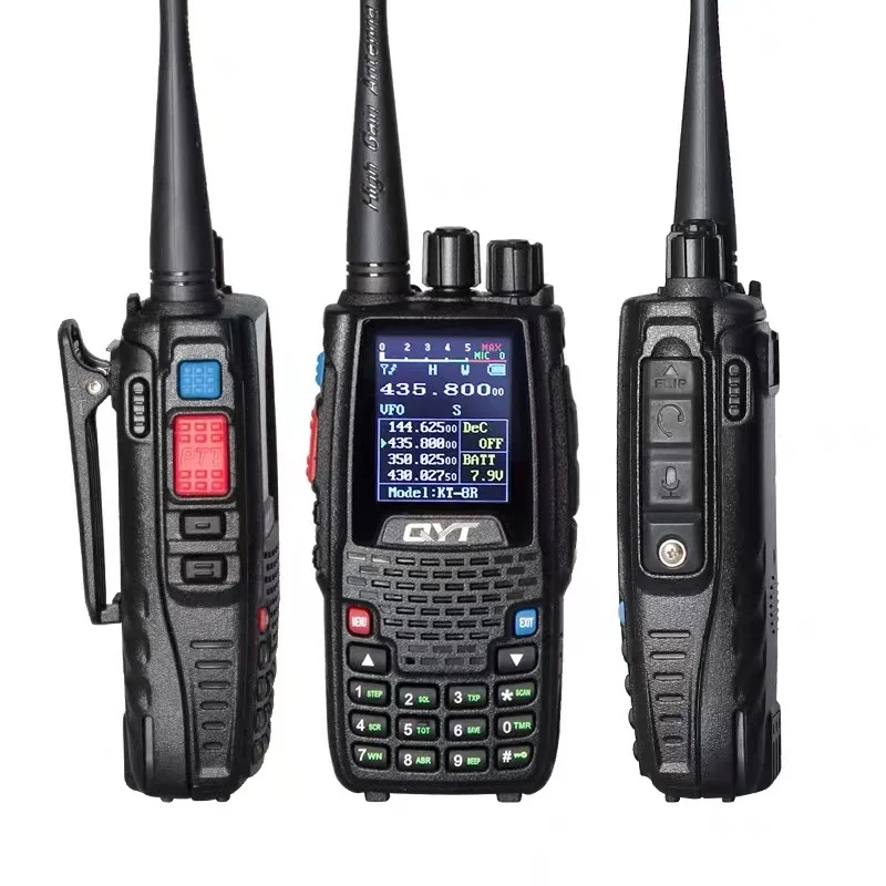 

2023 New QYT KT-8R 5W Walkie Talkie Quad Band Two Way Radios 136-174/220-270/350-390/400-480Mhz Color Display Transceiver Radio