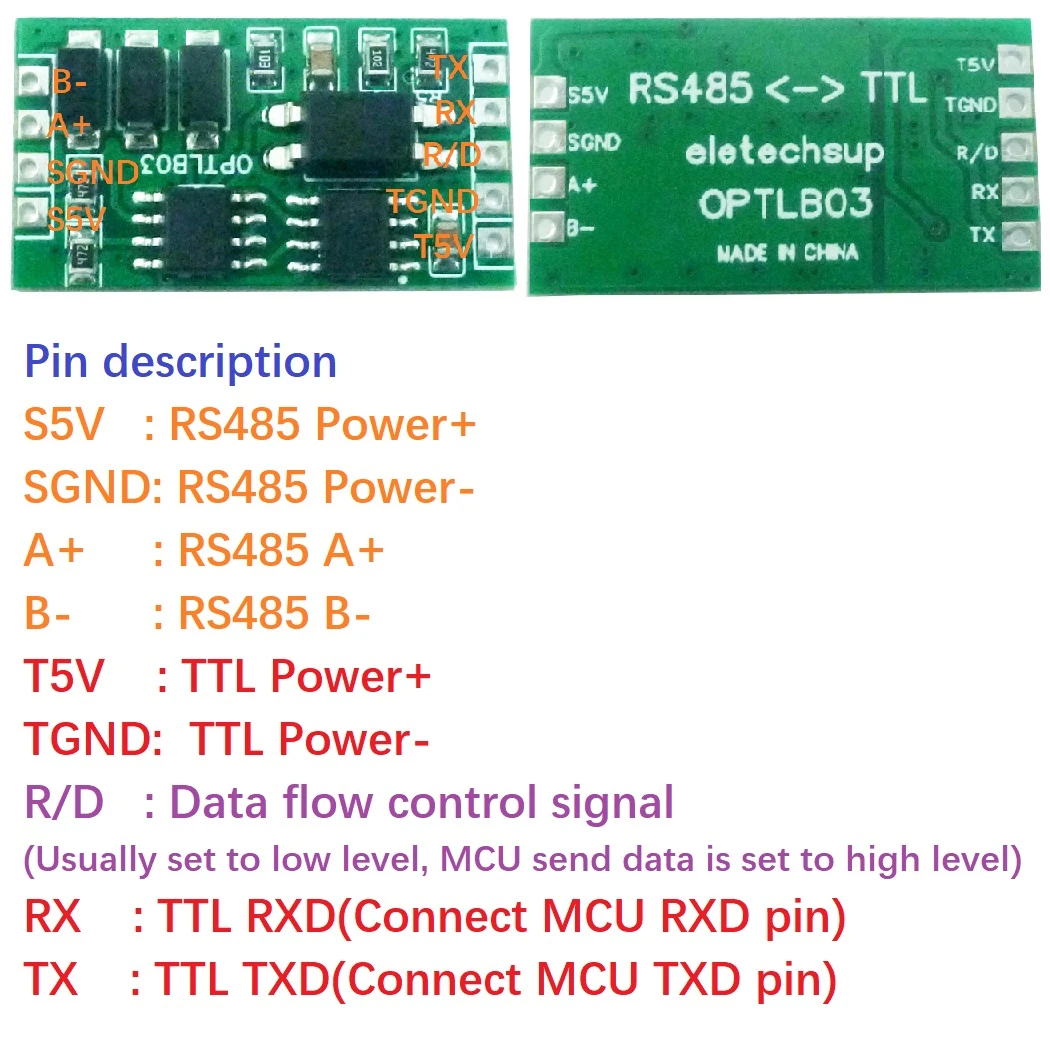 Industrial Grade UART TTL to RS485 Isolated communication Surge Protection for Arduino UNO MEGA raspberry pi 4 NODEMCU ESP8266