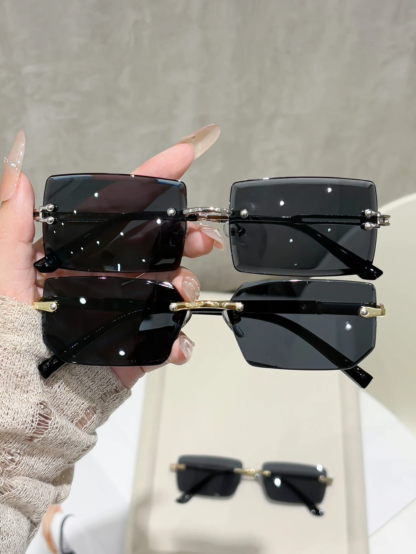 3pcs Multi-piece Trendy Geometric Sunglasses Set Fashion Accessories For Driving Outdoor Casual Wear