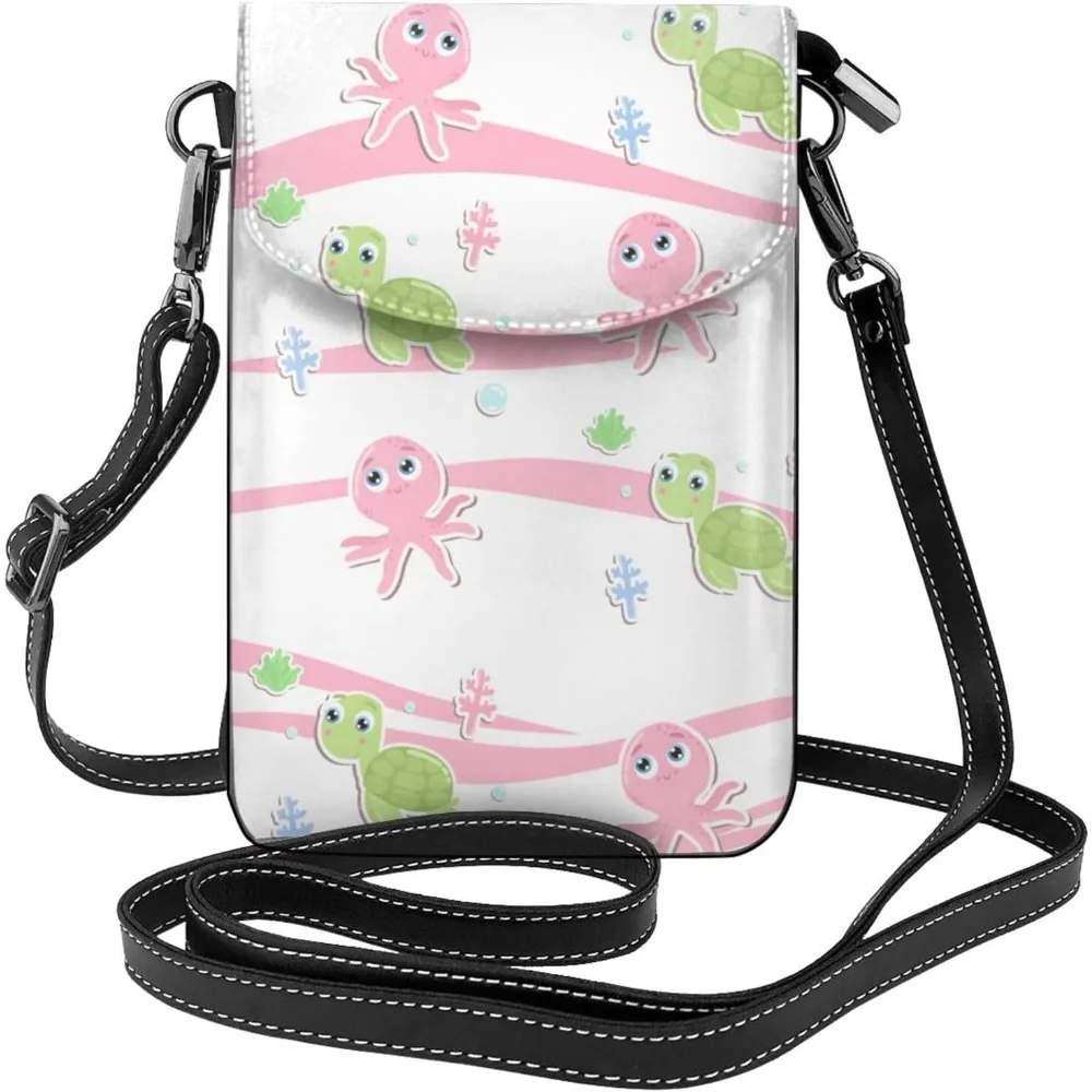 

Милая сумка через плечо в виде осьминога и черепахи для женщин, маленькая дорожная сумка из искусственной кожи для мобильного телефона, легкий мини-кошелек для телефона, кошелек Cross B