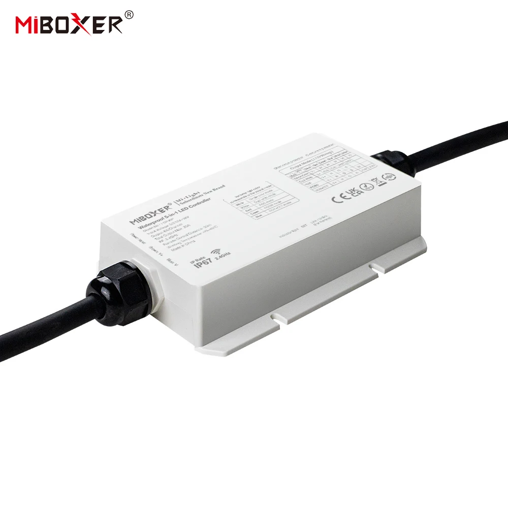 MiBoxer LS2 DC12V-48V 2.4GHz RF 5in1 Smart LED Outdoor Water proof Controller for Single Color/ CCT/RGB/RGBW/RGB+CCT LED Strip