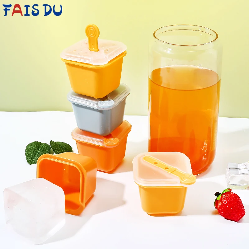 

FAIS DU 3,6PCS Independent Ice Cube Mold With Stick Ice Tray With Lid Baby Food Supplement Ice Mold Mini Cheese Ice Cream Molds