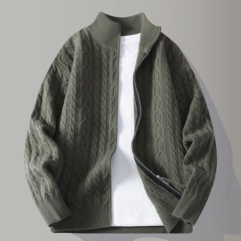 

Faionable Свободный мужской трикотаж Кардиган Осень Зима Повседневный Sle Полиэфирное волокно Длинный свеч Цвет на молнии