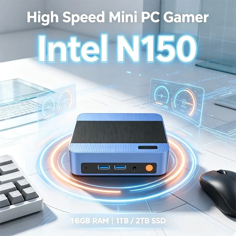 Compact Mini Gaming PC Intel N150 Small Form Factor PC Windows11 Pro 16GB RAM 1TB SSD WiFi6 BT5.2 Mini Desktop Computer