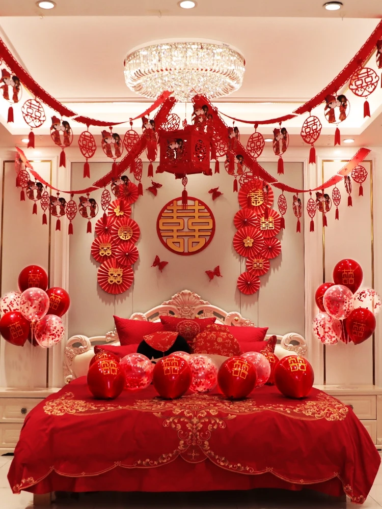 Wedding Room Drawing Decoration Set Chinese Wedding New House Scene Balloon Decoration Creative Romantic Wedding Supplies