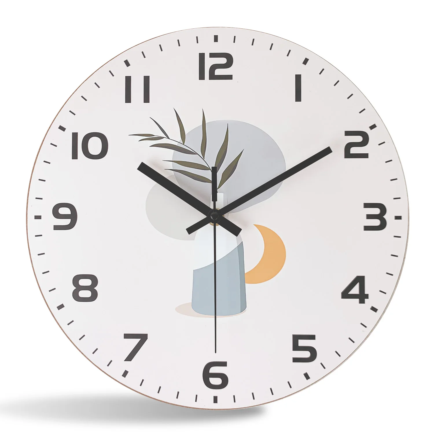 Lässige Topfmuster-Wanduhr aus Holz für Wohnzimmer, Schlafzimmer, Küche, Heimdekoration, Stille Quarzuhr, Weihnachtsgeschenk, 25,4 cm, 30,5 cm, 40,6 cm (ohne Batterien)