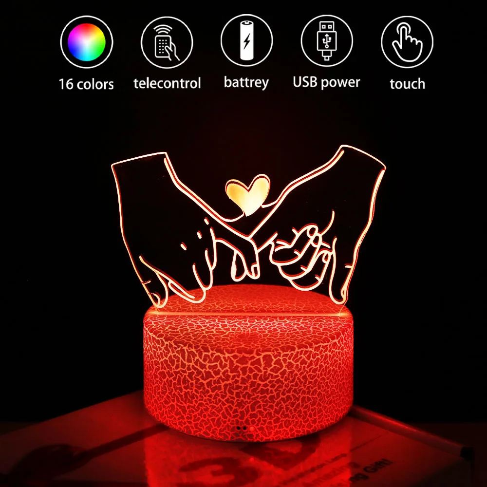 Led Love Night Lights Romantic Couple Lamp 16color Touch Remote Control Valentine's Day Gifts Room Decor Heart Light Anniversary