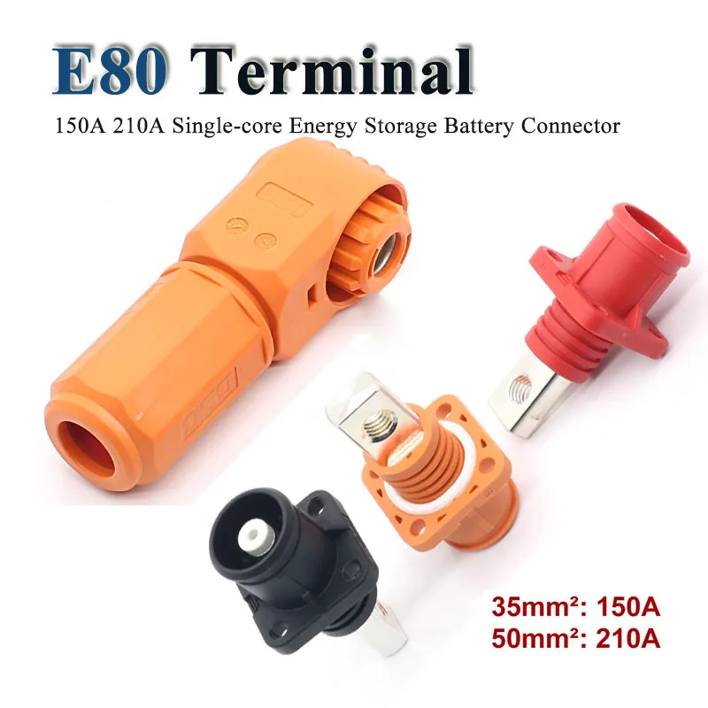 New Energy 150A 210A E80 1500V High-voltage Single-core Battery Connector Energy Storage Bent Plug High-power Electric Vehicles
