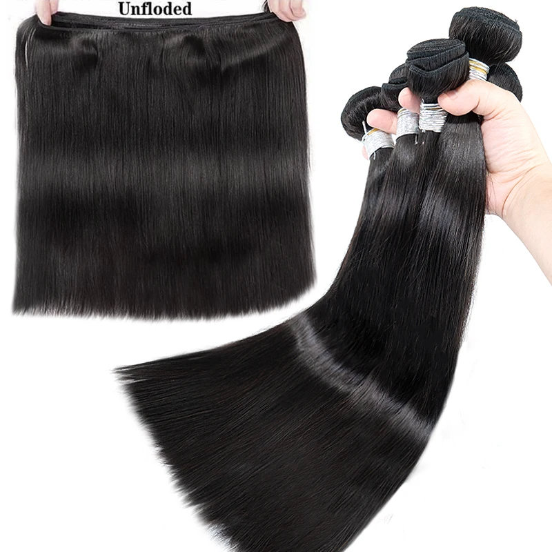 Bone Straight Human Hair Bundles 100% Real Long Hair Extensions For Braiding 30 Incn 75cm Raw Bundles Smooth Without Knots Black