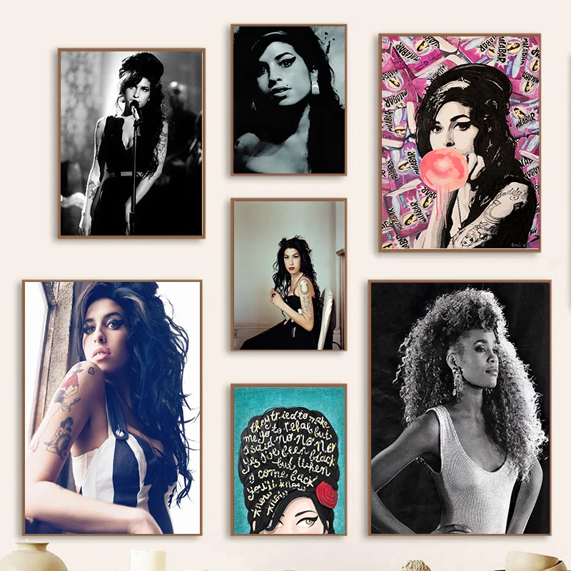 

Music Singer Star Amy Winehouse Portrait Poster Canvas Painting Beauty Woman Wall Art For Modern Living Room Home Decoration