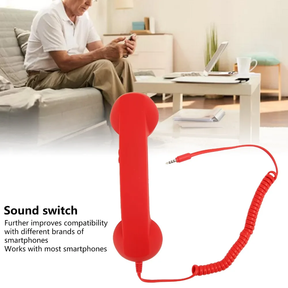 Adjustable Tone Retro Telephone Receiver Wired Connection Radiation Proof Handset 3.5mm Plug Handset Mobile Communication