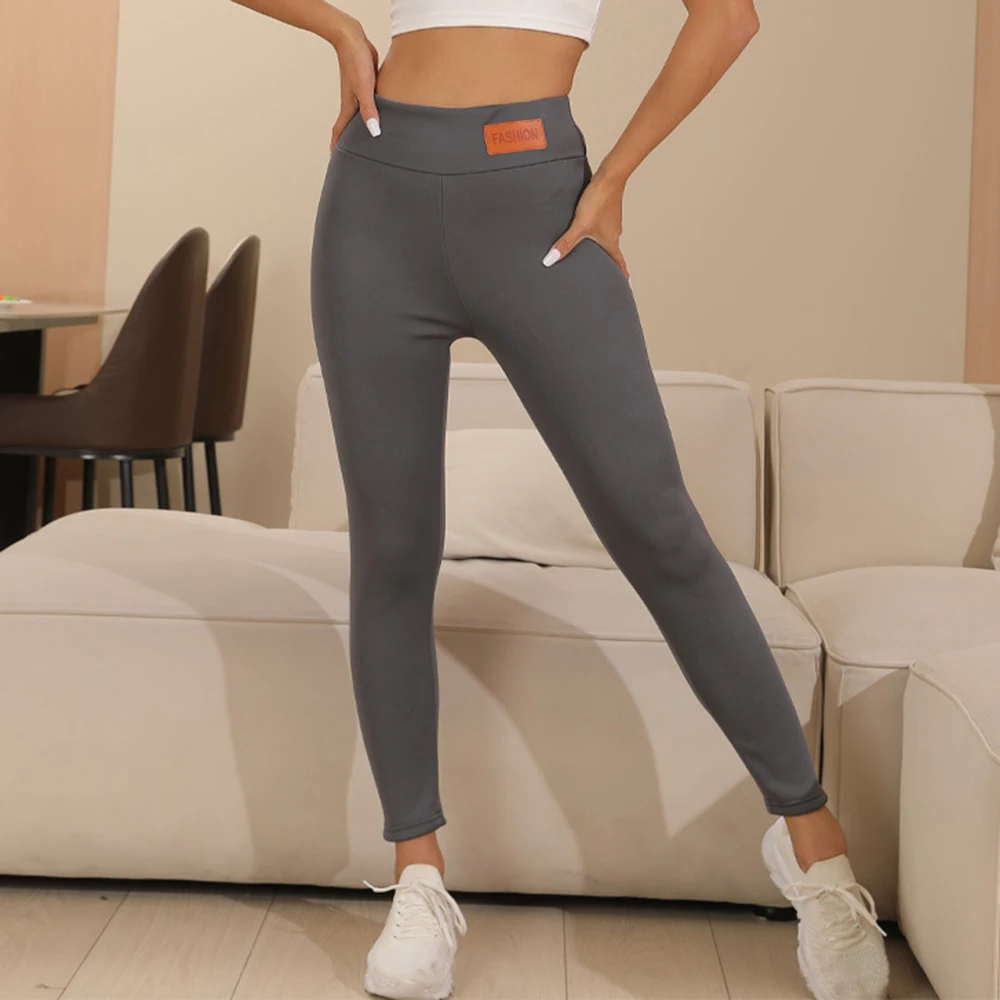 ملابس خارجية نسائية سراويل ضيقة من صوف الضأن مضافة من الصوف Ropa Mujer ملابس نسائية شتوية ملابس نسائية سراويل ملابس مقاس S ~ XL #4