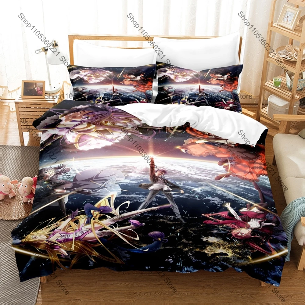 Personality Date A Live Tokisaki Kurumi Bedding Set New Anime Printed Duvet Cover Soft Microfiber Bedclothes for Otaku Bedroom D