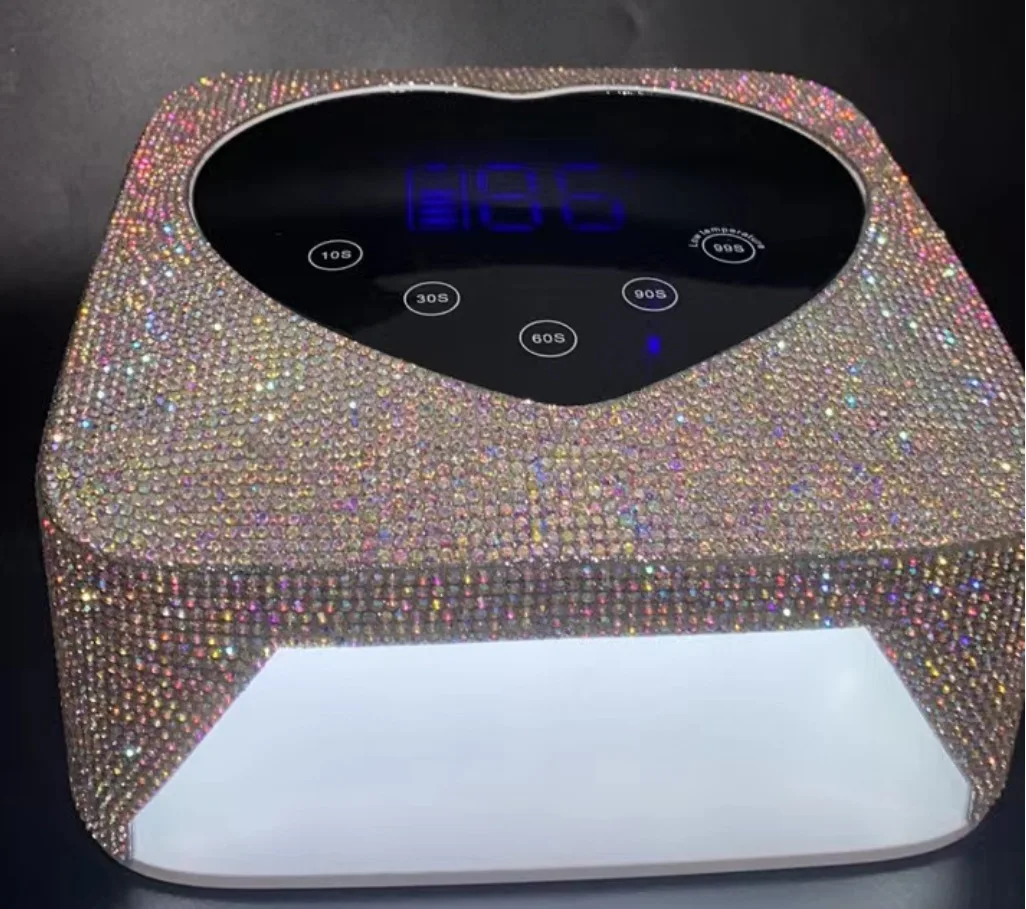 Rechargeable UV Dryer 72W Nail Lamp with Rhinestones For Gel Nails Heart Shaped Manicure Pedicure Machine with LCD Touch S