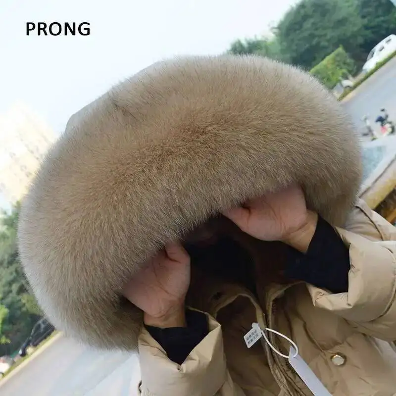 100% Real Fox Fur Collar Winter Down Coat Jacket Hood Decoration Fur Collar Women Warm Luxury Collar Scarves