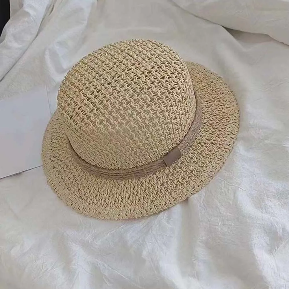 Sun Protection Straw Boater Hat Lightweight Adjustable Handwoven Sun Cap Exquisite Craftsmanship Wide Brimmed Flat Top Beach Hat
