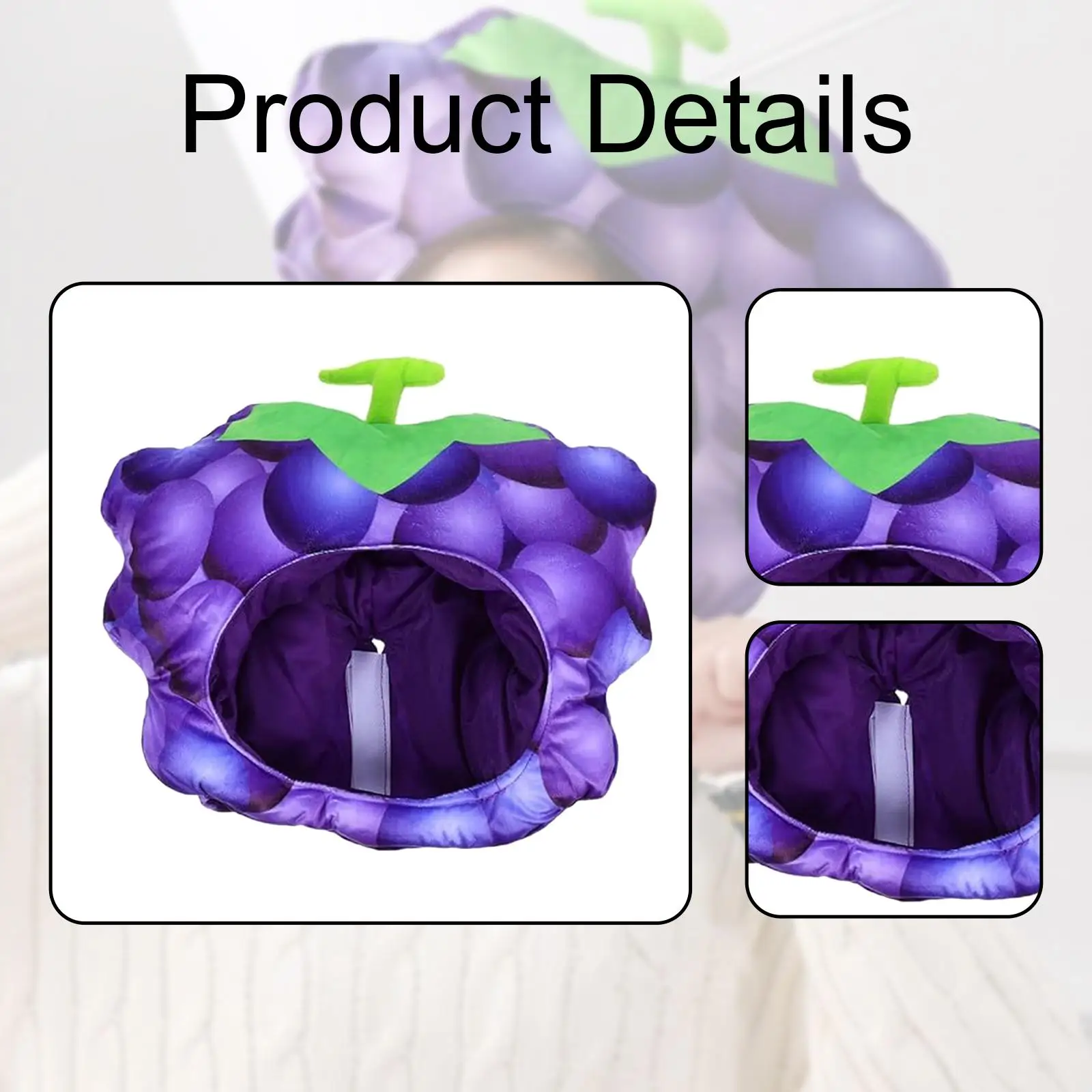 Grape Themed Headgear Hat Plush Lightweight Warm Decorative Fruit Headwear for Holidays Stage Show Party Supplies Festivals Gift