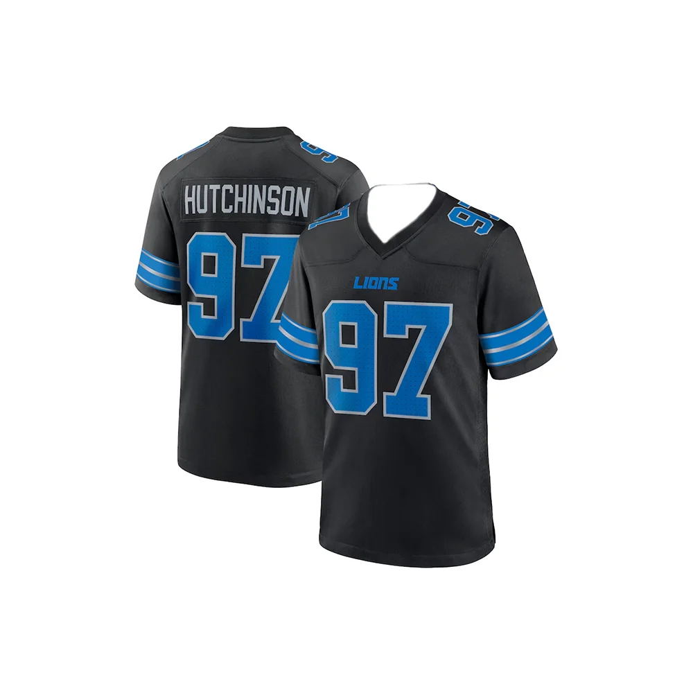 24-25 Adult Detroit American Football Jersey Rugby Jersey Sportswear Training Jersey T-shirt Hutchinson Lions 97 Number